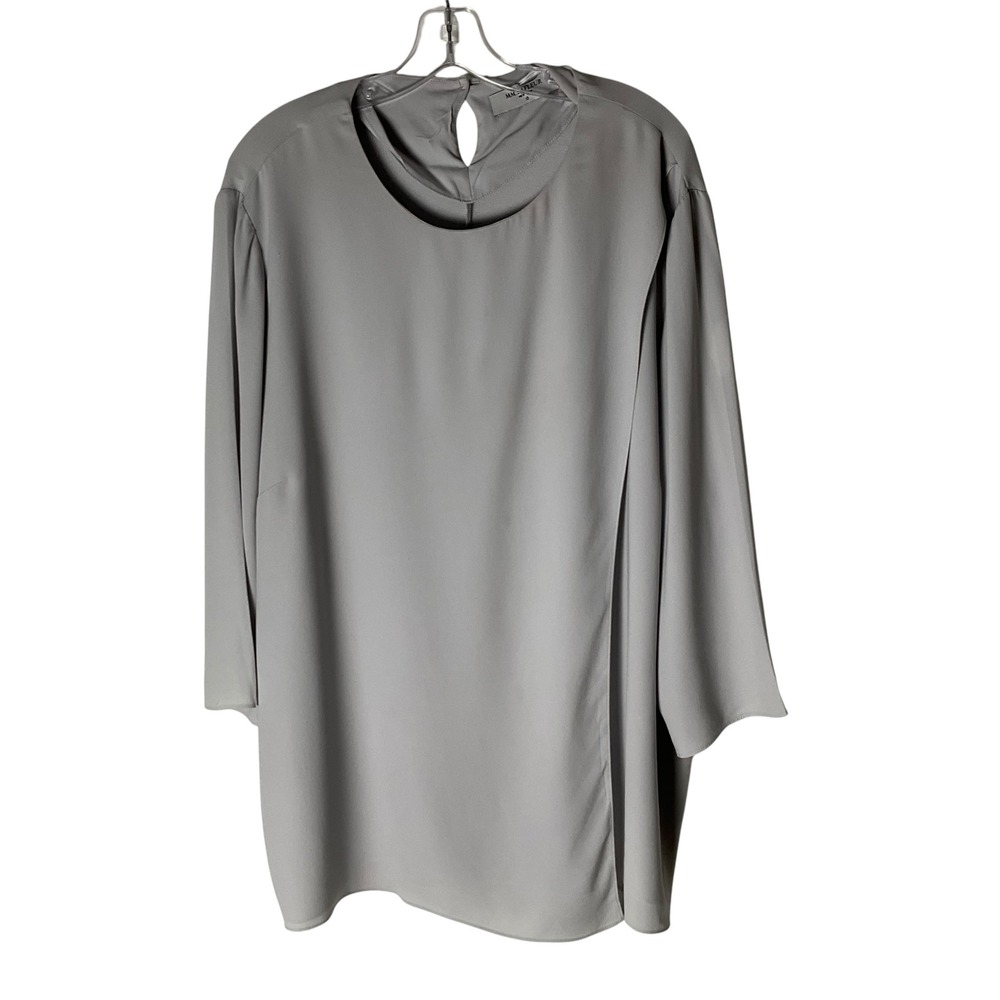 MM.LaFleur‎ Layered Draped Wrap Blouse Top Sharkskin Grey Plus Size +3 3XL